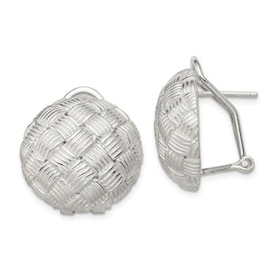Sterling Silver Round Fancy Omega Back Earrings, Sterling Silver Round Fancy Omega Back Earrings - Legacy Saint Jewelry