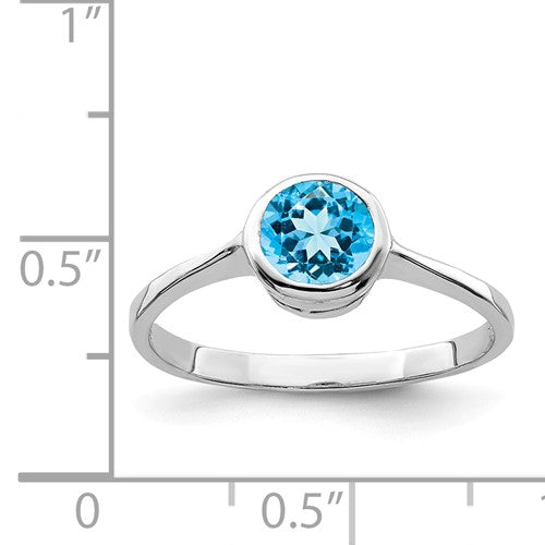 Sterling Silver Round Blue Topaz Ring, Sterling Silver Round Blue Topaz Ring - Legacy Saint Jewelry