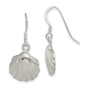 Sterling Silver Polished Shell Dangle Earrings, Sterling Silver Polished Shell Dangle Earrings - Legacy Saint Jewelry