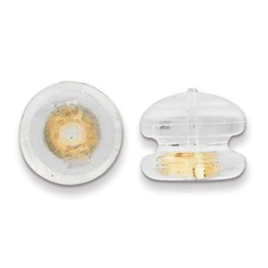 Silicone Slider Earring Backs (Mushroom) 14K White Gold (Pair)