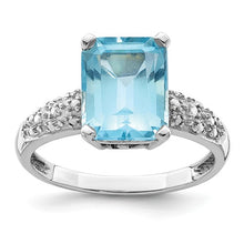 Load image into Gallery viewer, Sterling Silver + 14KT Yellow Gold Sky Blue Topaz + Diamond Ring, Sterling Silver + 14KT Yellow Gold Sky Blue Topaz + Diamond Ring - Legacy Saint Jewelry