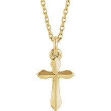 Load image into Gallery viewer, 14KT Yellow Gold Beveled Cross Necklace 18&quot;, 14KT Yellow Gold Beveled Cross Necklace 18&quot; - Legacy Saint Jewelry
