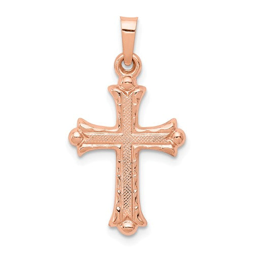14KT Rose Gold Elegant Cross Pendant Charm, 14KT Rose Gold Elegant Cross Pendant Charm - Legacy Saint Jewelry