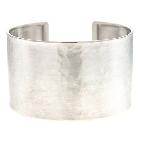 Sterling Silver Hammered Cuff Bracelet 37mm, Sterling Silver Hammered Cuff Bracelet 37mm - Legacy Saint Jewelry