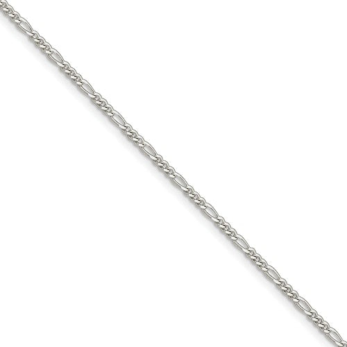 Sterling Silver Diamond-Cut Figaro Link Anklet, Sterling Silver Diamond-Cut Figaro Link Anklet - Legacy Saint Jewelry