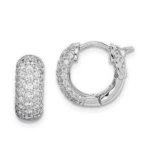 Sterling Silver CZ Hinged Huggie Hoop Earrings, Sterling Silver CZ Hinged Huggie Hoop Earrings - Legacy Saint Jewelry