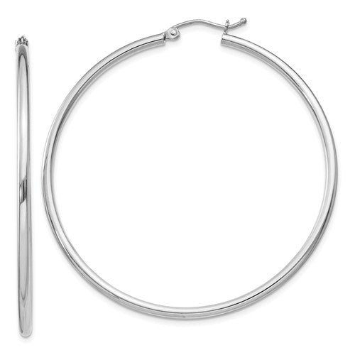 Sterling Silver Thin Hoop Earrings 50mm, Sterling Silver Thin Hoop Earrings 50mm - Legacy Saint Jewelry