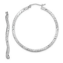 Load image into Gallery viewer, Sterling Silver Wavy Diamond-Cut Hoop Earrings 40mm, Sterling Silver Wavy Diamond-Cut Hoop Earrings 40mm - Legacy Saint Jewelry