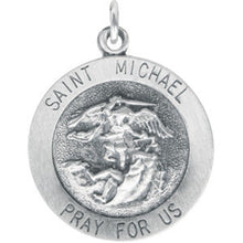 Load image into Gallery viewer, Sterling Silver Saint Michael Round Medal Pendant, Sterling Silver Saint Michael Round Medal Pendant - Legacy Saint Jewelry