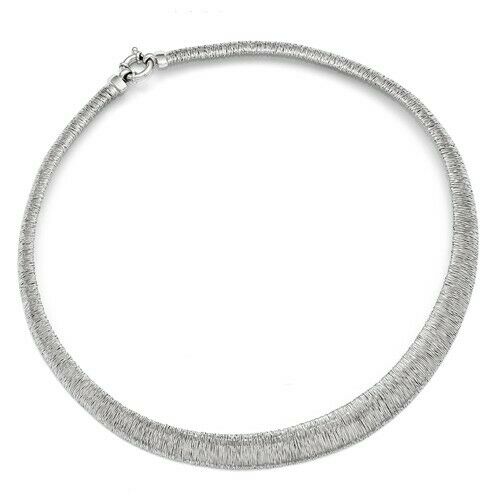 Sterling Silver Textured Ring Collar Necklace 18