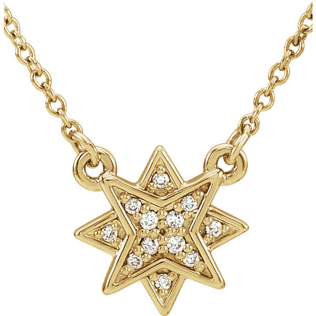14KT Yellow Gold Diamond Star Necklace, 14KT Yellow Gold Diamond Star Necklace - Legacy Saint Jewelry