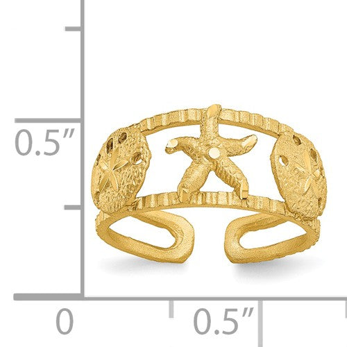 14KT Yellow Gold Starfish Toe Ring, 14KT Yellow Gold Starfish Toe Ring - Legacy Saint Jewelry