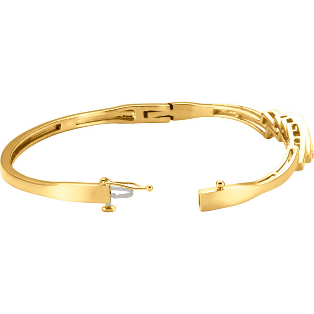 14KT Yellow Gold Stepped Hinged Bangle Bracelet, 14KT Yellow Gold Stepped Hinged Bangle Bracelet - Legacy Saint Jewelry