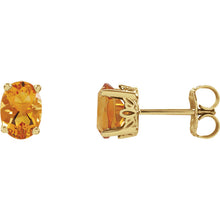Load image into Gallery viewer, 14KT Yellow Gold Oval Citrine Stud Earrings, 14KT Yellow Gold Oval Citrine Stud Earrings - Legacy Saint Jewelry