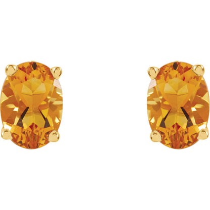 14KT Yellow Gold Oval Citrine Stud Earrings, 14KT Yellow Gold Oval Citrine Stud Earrings - Legacy Saint Jewelry