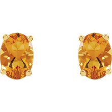 Load image into Gallery viewer, 14KT Yellow Gold Oval Citrine Stud Earrings, 14KT Yellow Gold Oval Citrine Stud Earrings - Legacy Saint Jewelry