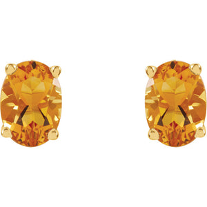 14KT Yellow Gold Oval Citrine Stud Earrings, 14KT Yellow Gold Oval Citrine Stud Earrings - Legacy Saint Jewelry