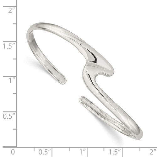Sterling Silver Polished Wave Cuff Bangle Bracelet, Sterling Silver Polished Wave Cuff Bangle Bracelet - Legacy Saint Jewelry