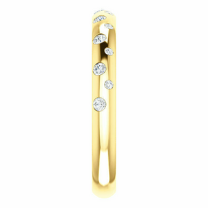 14KT Yellow Gold Gypsy Set Diamond Thin Band Ring, 14KT Yellow Gold Gypsy Set Diamond Thin Band Ring - Legacy Saint Jewelry