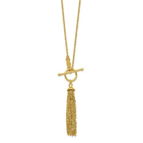 14KT Yellow Gold Tassel Toggle Lariat Necklace, 14KT Yellow Gold Tassel Toggle Lariat Necklace - Legacy Saint Jewelry