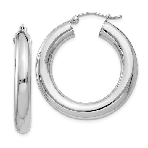 Sterling Silver Polished Hoop Earrings 30mm, Sterling Silver Polished Hoop Earrings 30mm - Legacy Saint Jewelry