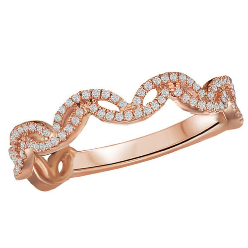 14KT Rose Gold Thin Wave Pave Diamond Ring, 14KT Rose Gold Thin Wave Pave Diamond Ring - Legacy Saint Jewelry