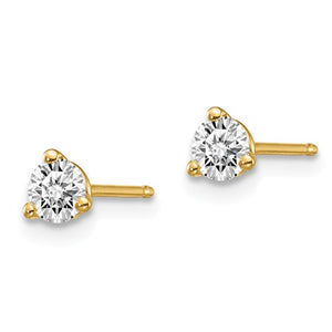 14KT Yellow Gold 1/3 CTW Lab Diamond 3 Prong Stud Earrings, 14KT Yellow Gold 1/3 CTW Lab Diamond 3 Prong Stud Earrings - Legacy Saint Jewelry