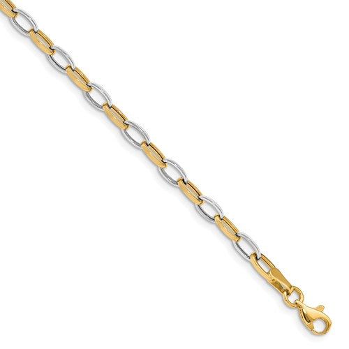 14KT Yellow Gold + White Gold Polished Open Link Bracelet, 14KT Yellow Gold + White Gold Polished Open Link Bracelet - Legacy Saint Jewelry