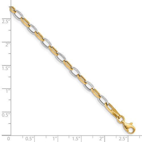 14KT Yellow Gold + White Gold Polished Open Link Bracelet, 14KT Yellow Gold + White Gold Polished Open Link Bracelet - Legacy Saint Jewelry