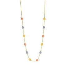 Load image into Gallery viewer, 14KT Yellow Gold, White Gold + Rose Gold Beaded Link Necklace 17&quot;, 14KT Yellow Gold, White Gold + Rose Gold Beaded Link Necklace 17&quot; - Legacy Saint Jewelry