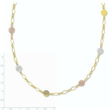 Load image into Gallery viewer, 14KT Yellow Gold, White Gold + Rose Gold Oval Disc Link Necklace, 14KT Yellow Gold, White Gold + Rose Gold Oval Disc Link Necklace - Legacy Saint Jewelry
