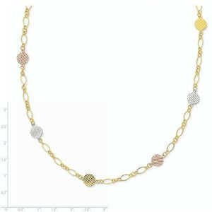14KT Yellow Gold, White Gold + Rose Gold Oval Disc Link Necklace, 14KT Yellow Gold, White Gold + Rose Gold Oval Disc Link Necklace - Legacy Saint Jewelry