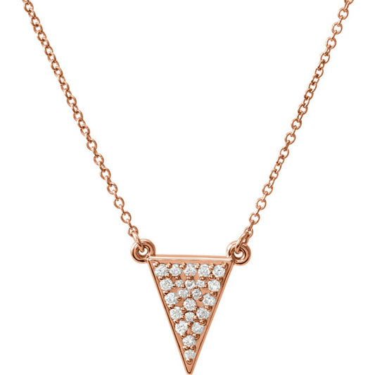 14KT Rose Gold Diamond Triangle Necklace, 14KT Rose Gold Diamond Triangle Necklace - Legacy Saint Jewelry