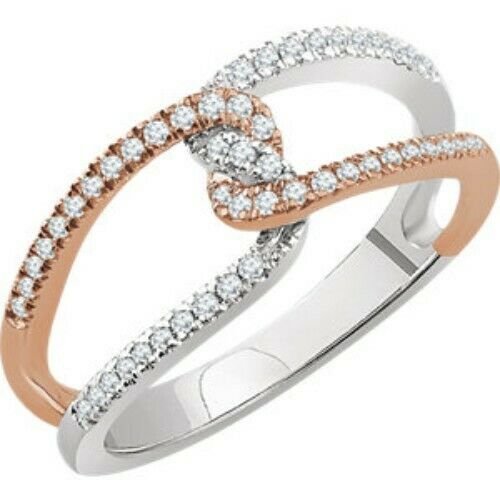 14KT White Gold + Rose Gold Twist Pave Diamond Ring, 14KT White Gold + Rose Gold Twist Pave Diamond Ring - Legacy Saint Jewelry