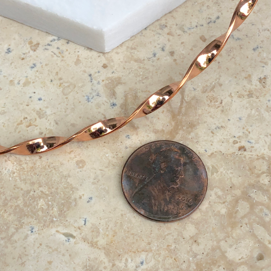 Copper Stiff Twist Flat Collar Open Neck Wire Necklace, Copper Stiff Twist Flat Collar Open Neck Wire Necklace - Legacy Saint Jewelry