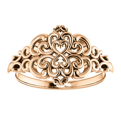 14KT Rose Gold Vintage-Inspired Filigree Ring, 14KT Rose Gold Vintage-Inspired Filigree Ring - Legacy Saint Jewelry