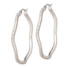 Load image into Gallery viewer, Sterling Silver Wavy Diamond-Cut Hoop Earrings 40mm