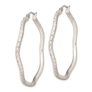 Sterling Silver Wavy Diamond-Cut Hoop Earrings 40mm
