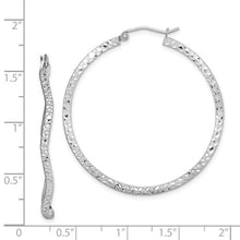 Load image into Gallery viewer, Sterling Silver Wavy Diamond-Cut Hoop Earrings 40mm