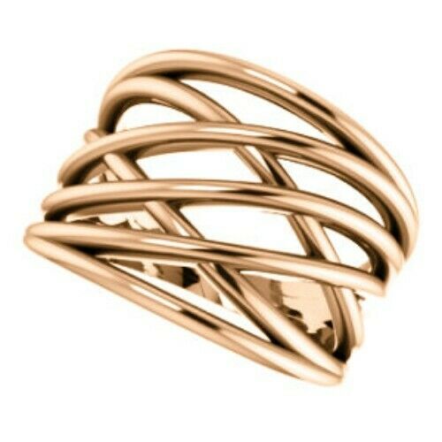 14KT Rose Gold Polished Weave Band Ring, 14KT Rose Gold Polished Weave Band Ring - Legacy Saint Jewelry