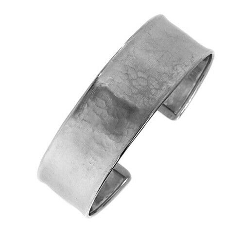 14KT White Gold Hammered Cuff Bracelet 19mm, 14KT White Gold Hammered Cuff Bracelet 19mm - Legacy Saint Jewelry