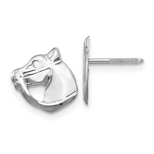 14KT White Gold Horse Head Stud Earrings, 14KT White Gold Horse Head Stud Earrings - Legacy Saint Jewelry