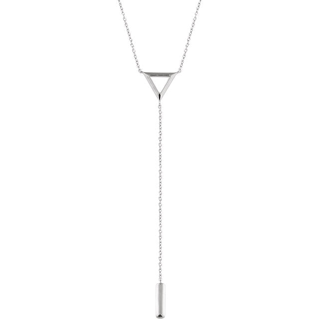 14KT White Gold Triangle Bar Lariat Necklace, 14KT White Gold Triangle Bar Lariat Necklace - Legacy Saint Jewelry