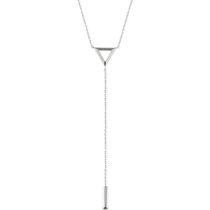 14KT White Gold Triangle Bar Lariat Necklace, 14KT White Gold Triangle Bar Lariat Necklace - Legacy Saint Jewelry