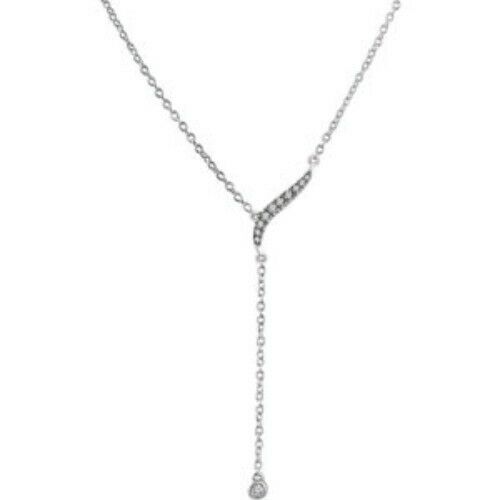 14KT White Gold Bezel Diamond Lariat Necklace, 14KT White Gold Bezel Diamond Lariat Necklace - Legacy Saint Jewelry