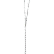 Load image into Gallery viewer, 14KT White Gold Bezel Diamond Lariat Necklace, 14KT White Gold Bezel Diamond Lariat Necklace - Legacy Saint Jewelry