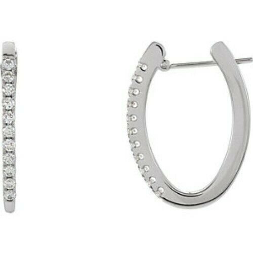 14KT White Gold Pave Diamond Oval Huggie Hoop Earrings, 14KT White Gold Pave Diamond Oval Huggie Hoop Earrings - Legacy Saint Jewelry