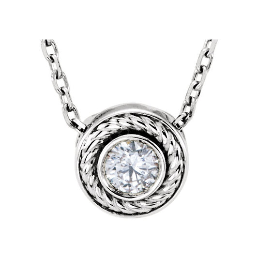 14KT White Gold Diamond Bezel Rope Chain Necklace, 14KT White Gold Diamond Bezel Rope Chain Necklace - Legacy Saint Jewelry