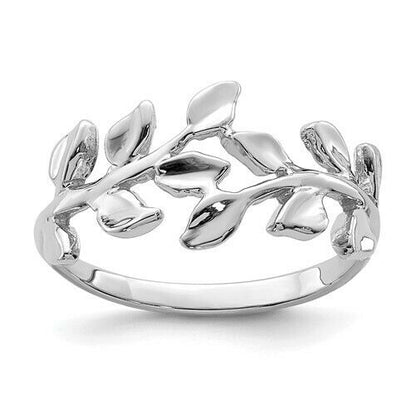 14KT White Gold Polished Leaf Ring, 14KT White Gold Polished Leaf Ring - Legacy Saint Jewelry