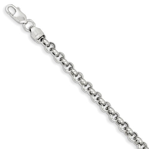 14KT White Gold Polished Fancy Rolo Link Bracelet, 14KT White Gold Polished Fancy Rolo Link Bracelet - Legacy Saint Jewelry